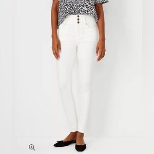 NWT Ann Taylor Skinny White Ivory Velvet High Rise Pants - Size 16